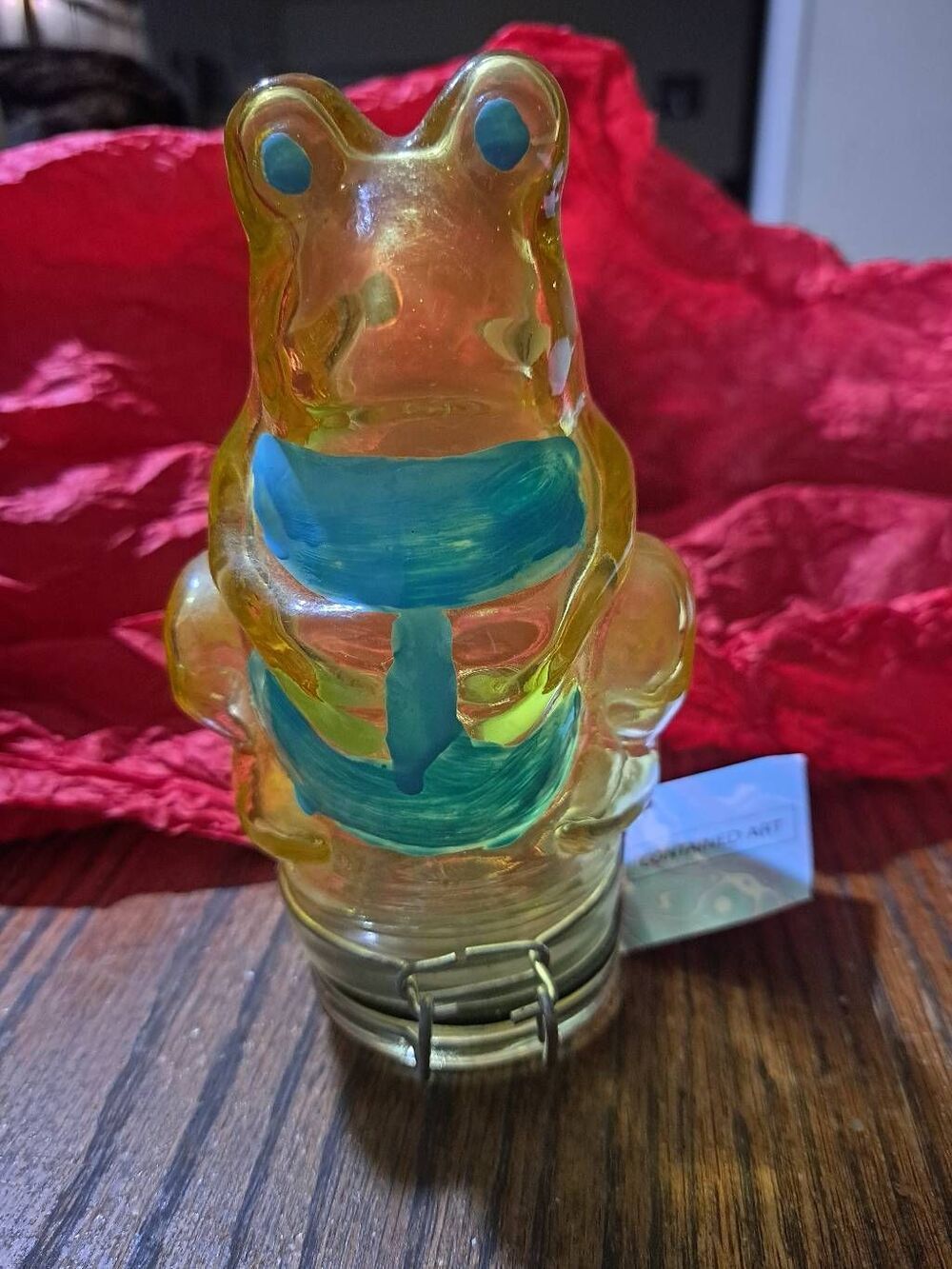 New Contained Art Frog Air Tight Container Unique Art Glass Stash Box